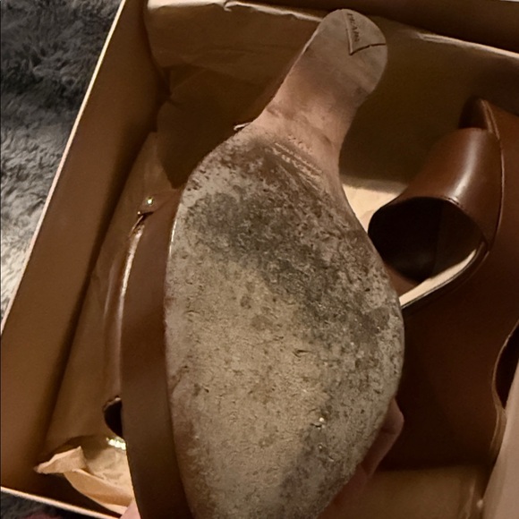 Prada Women's Brown Leather Wedge Sandals w/ Prada Box - Picture 11 of 12